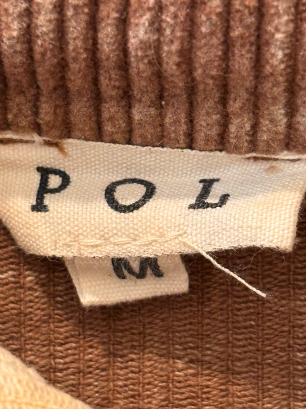 POLTwo-Tone Corduroy Button-Up Shirt Jacket in Tan & Brown - Picture 3 of 5